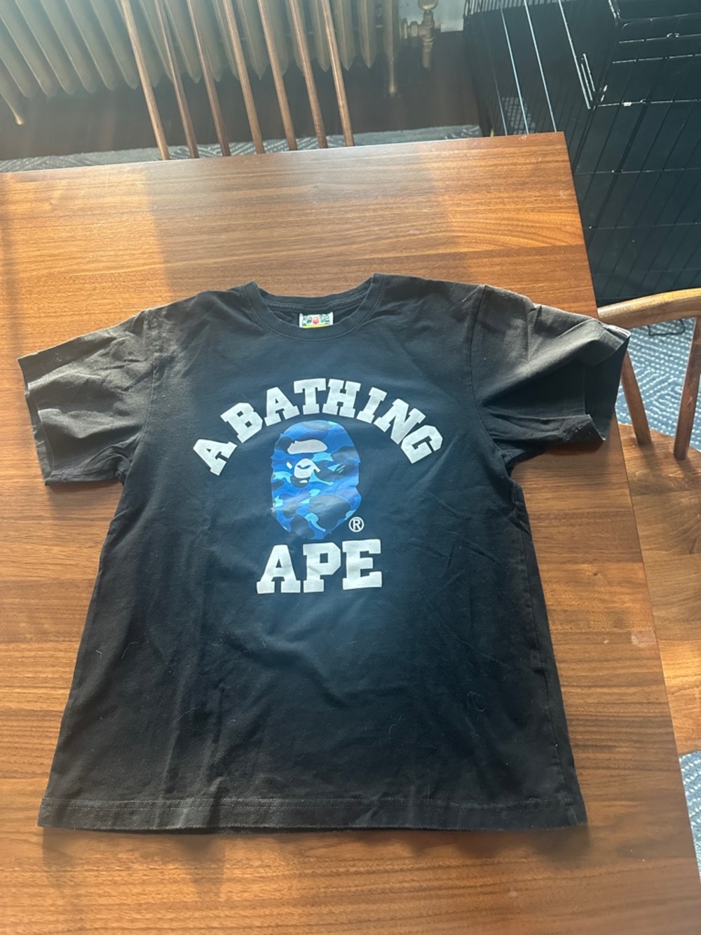 A Bathing Ape Adult small Black Graphic Logo Tee